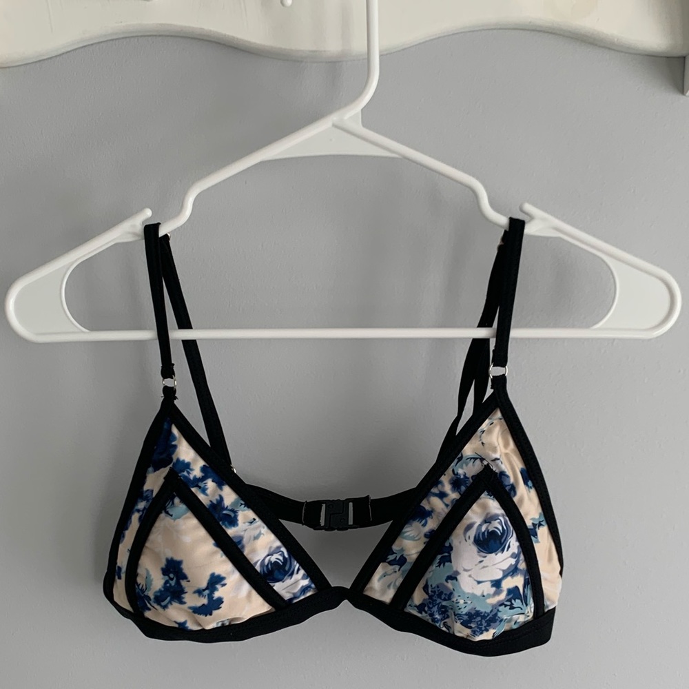 Blue and Off White Bathing Suit Top.